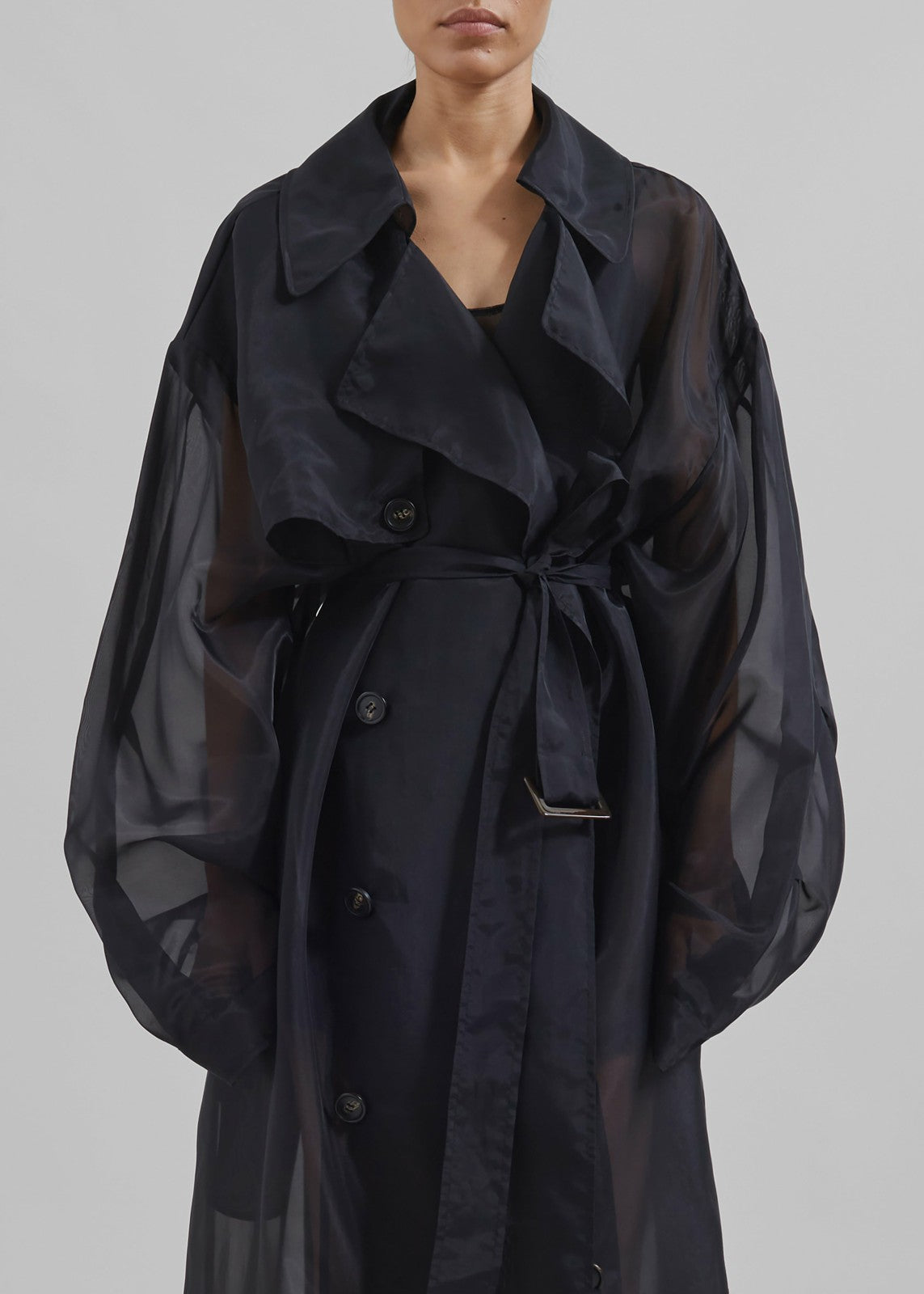Mavis Oversized Sheer Trench - Black