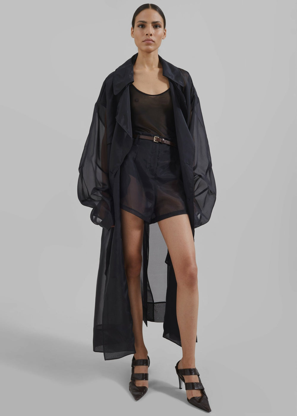 Mavis Oversized Sheer Trench - Black
