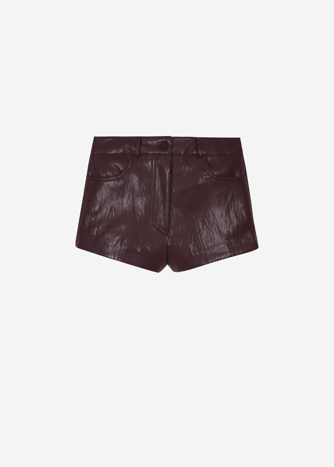 Nevis Faux Leather Hot Pants - Burgundy