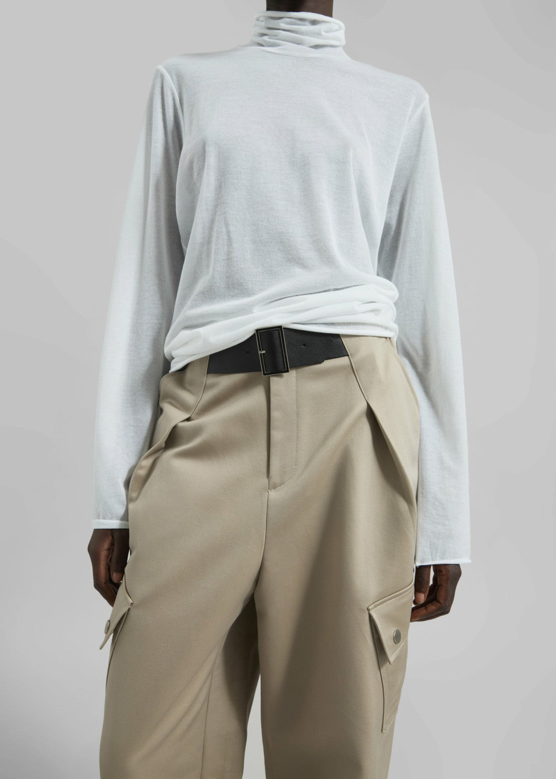 Matin Fine Cotton Knit Turtleneck - White
