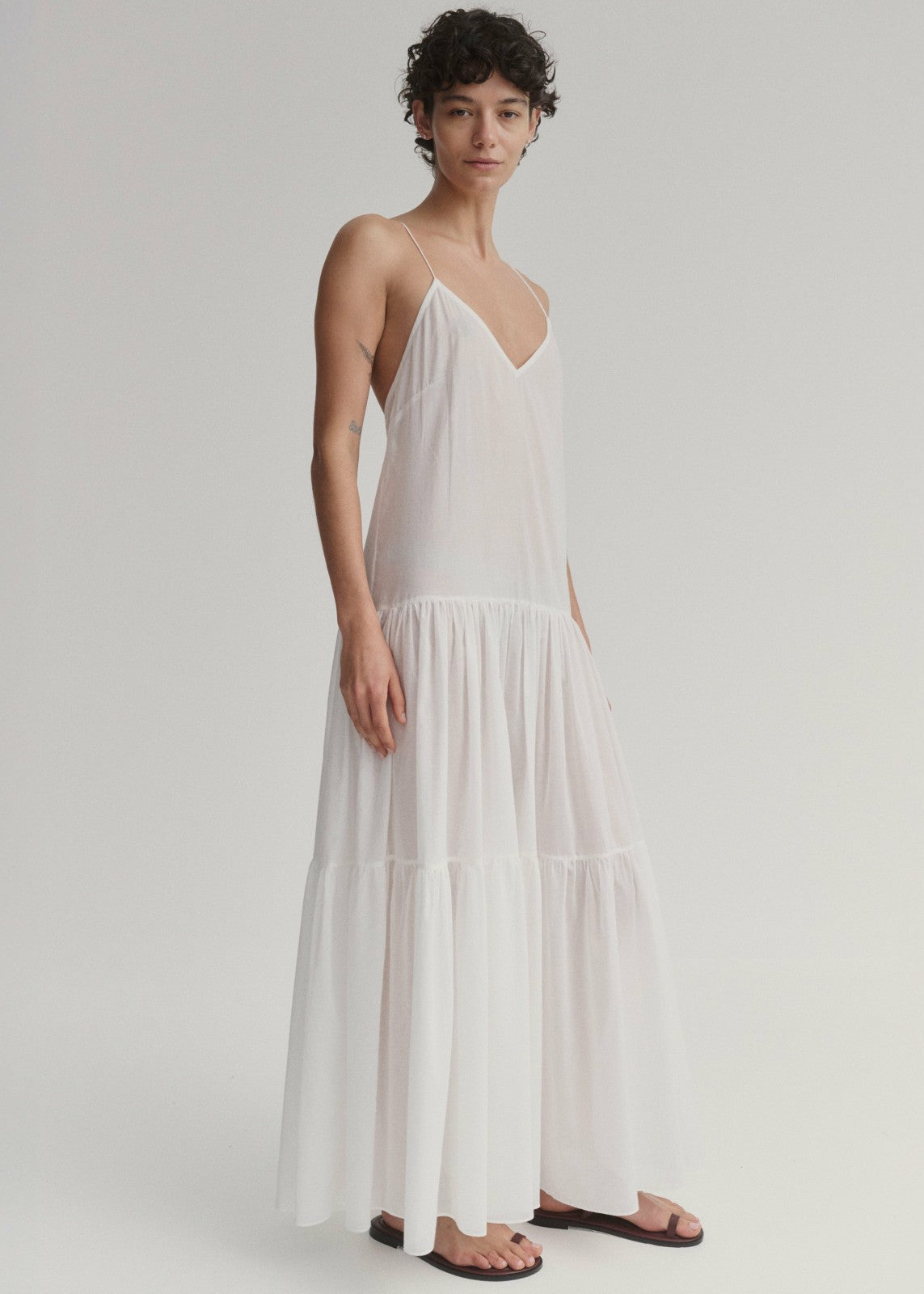 Matin Tiered Cotton Dress - White