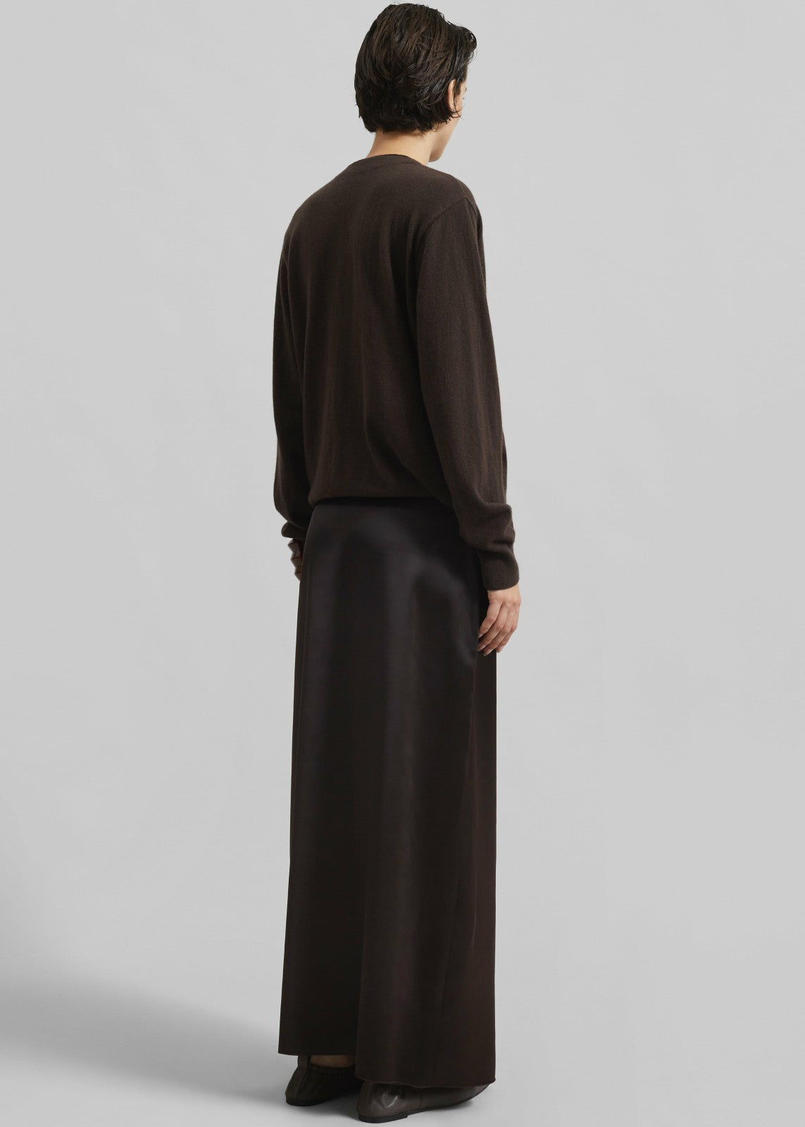 Hencil Satin Maxi Skirt - Brown