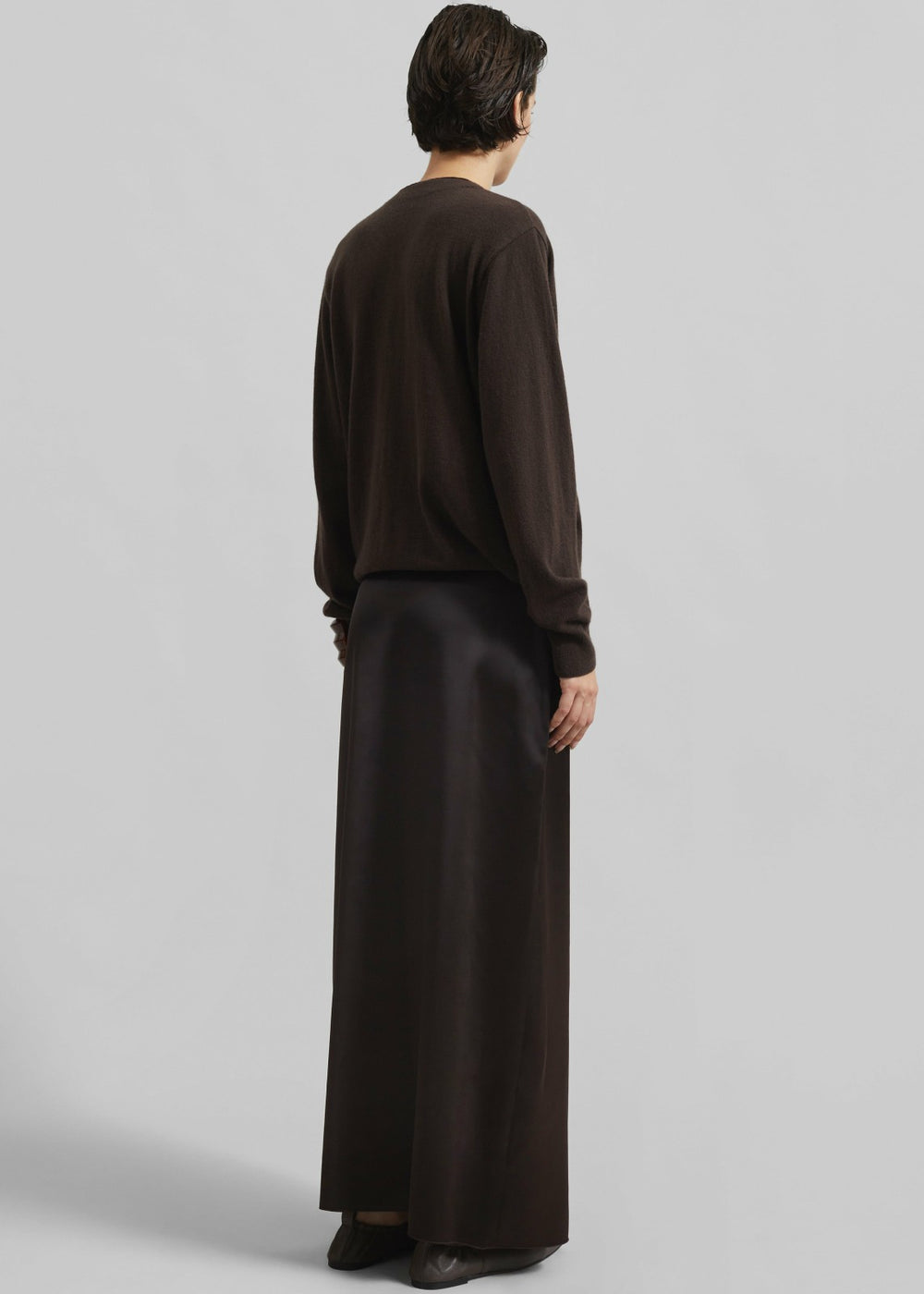 Hencil Satin Maxi Skirt - Brown