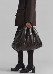 Morgan Crackled Faux Leather Large Pouch - Brown