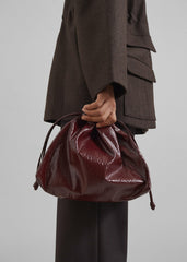 Morgan Crackled Faux Leather Small Pouch - Burgundy