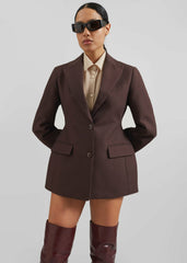 Colette Hourglass Blazer - Dark Brown