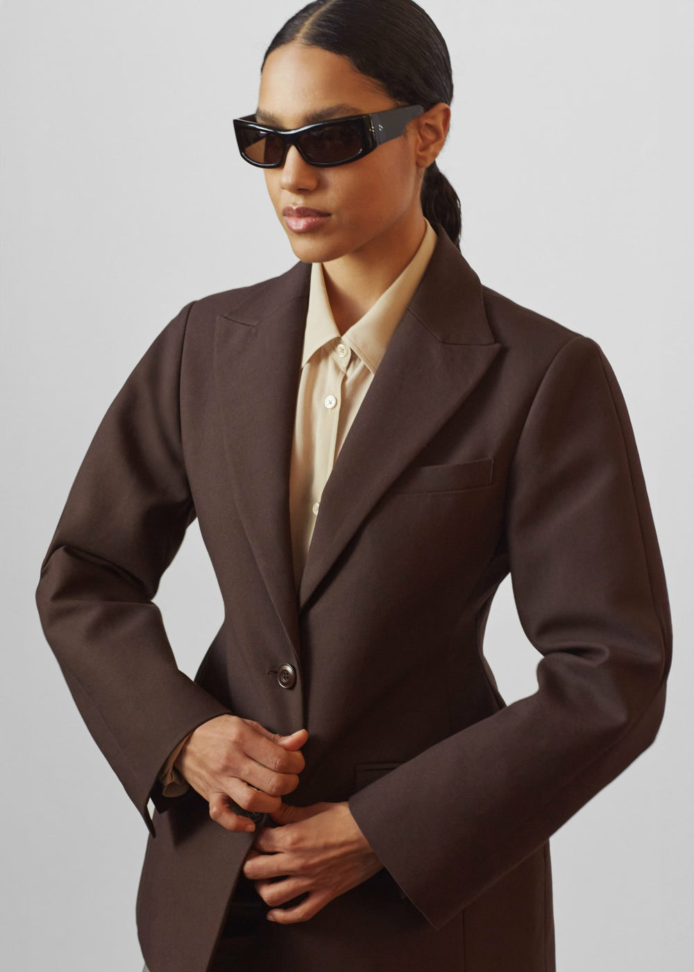 Colette Hourglass Blazer - Dark Brown