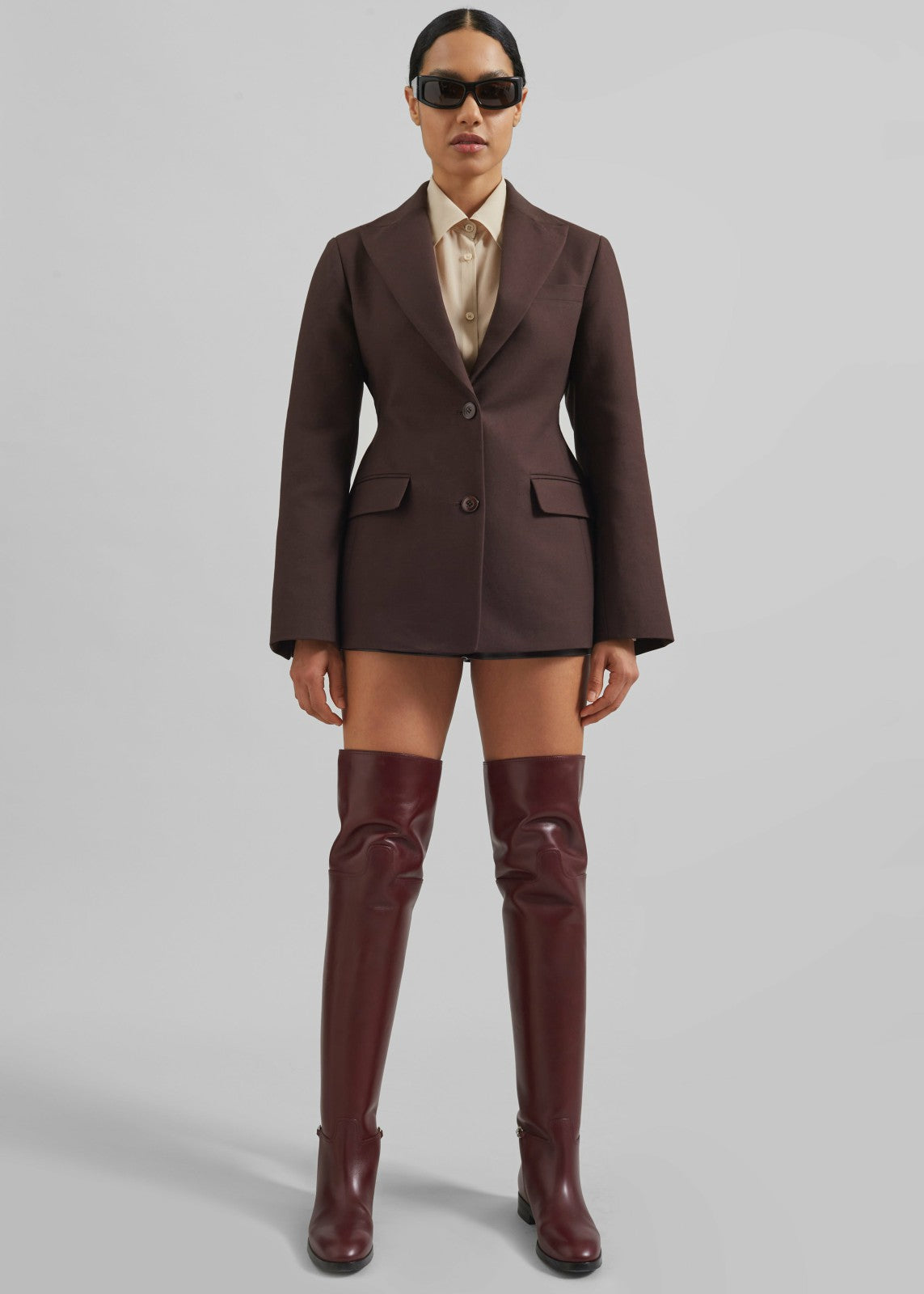 Colette Hourglass Blazer - Dark Brown