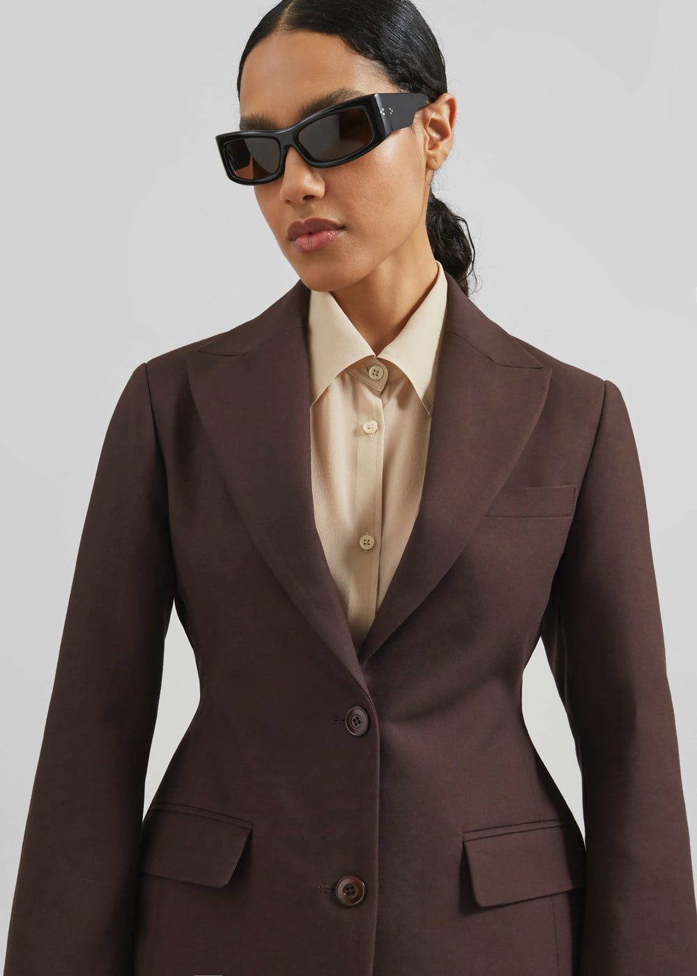 Colette Hourglass Blazer - Dark Brown