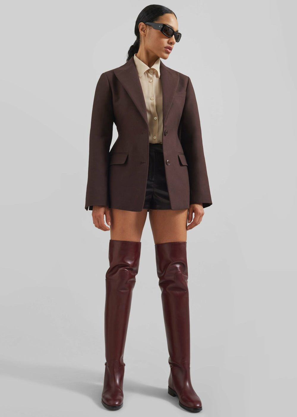 Colette Hourglass Blazer - Dark Brown