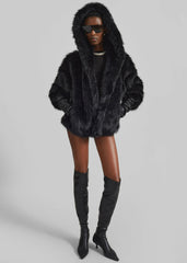 Nivala Faux Fur Hooded Jacket - Black