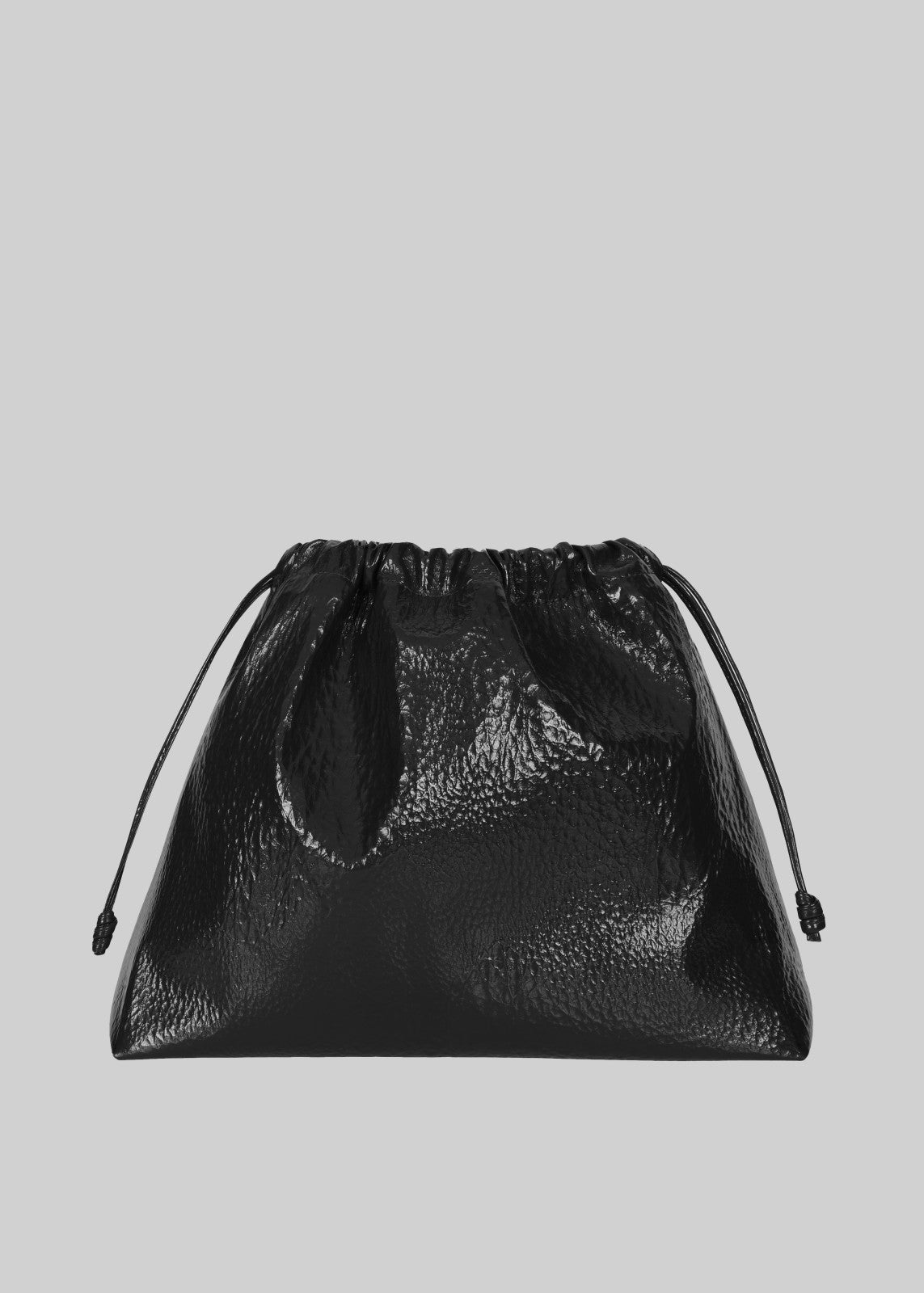 Morgan Crackled Faux Leather Large Pouch - Black
