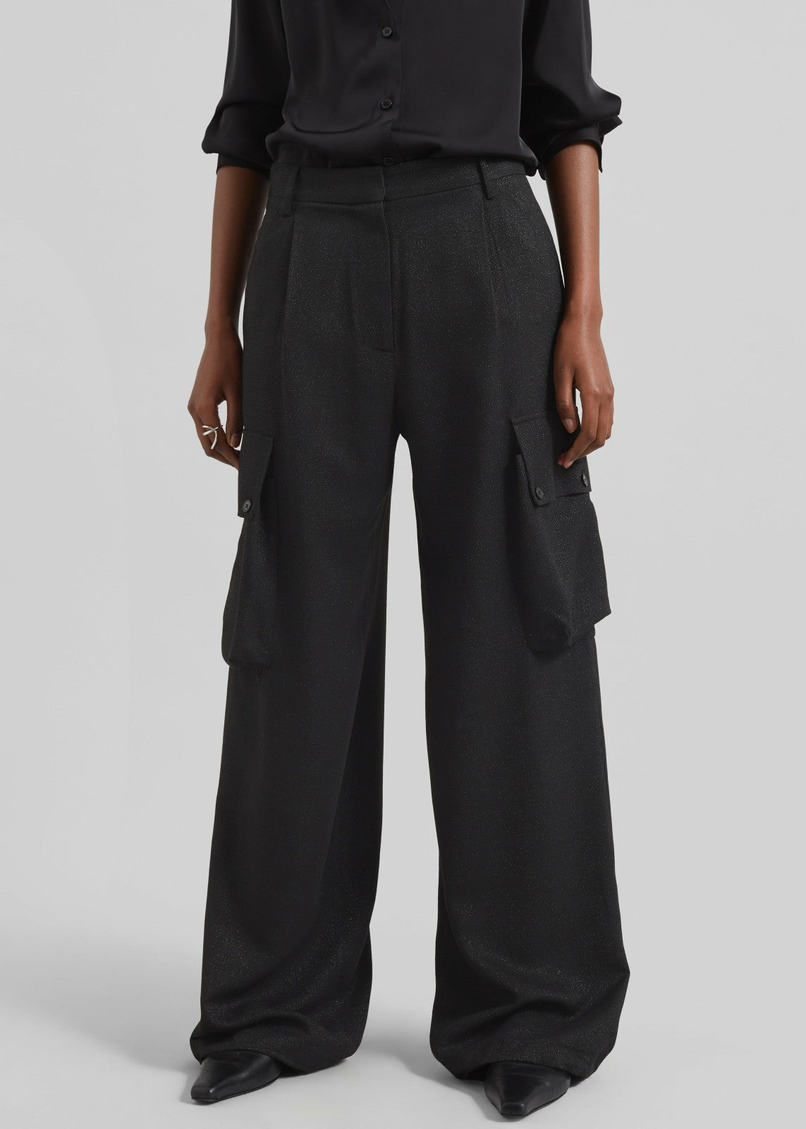 Lestel Shimmer Cargo Pants - Black