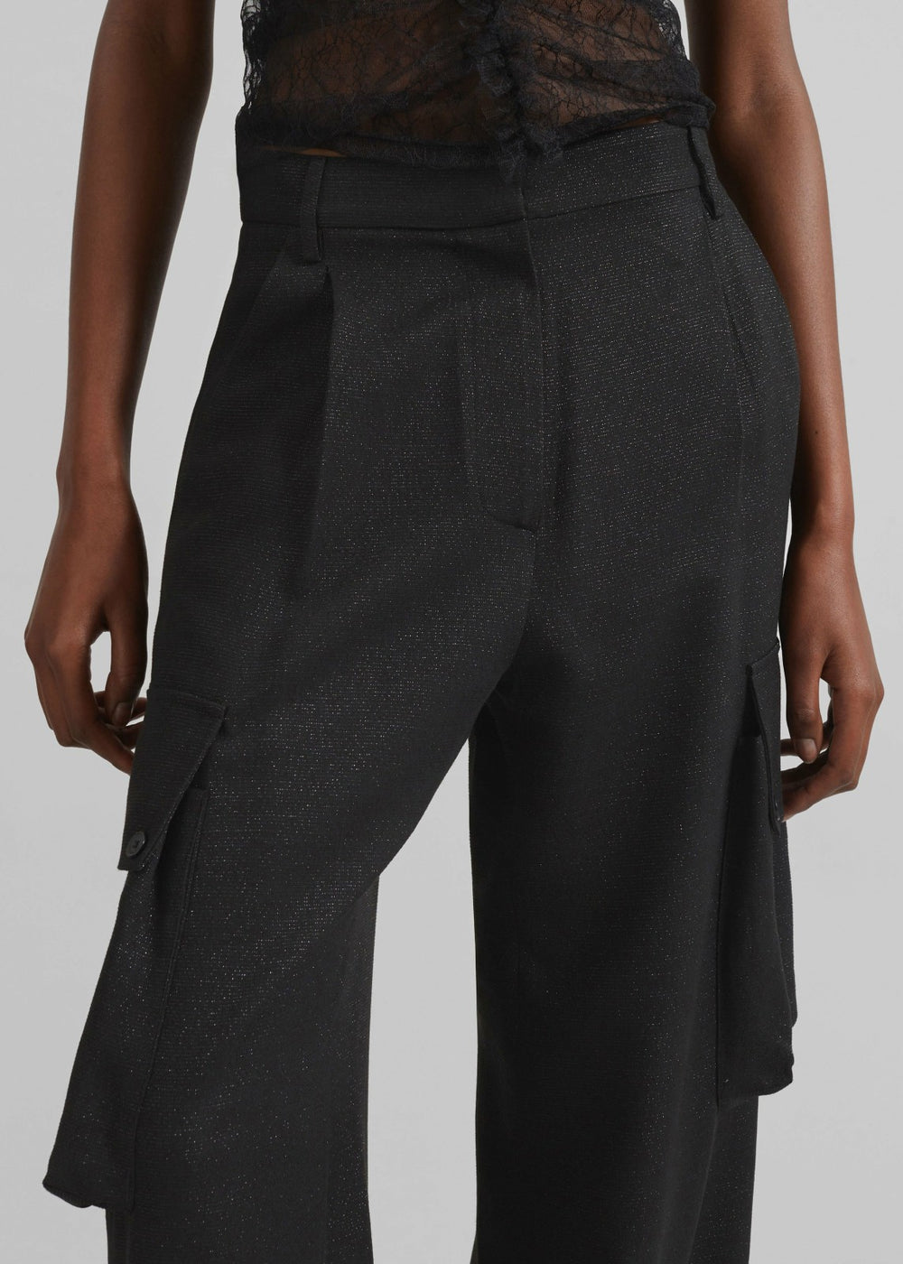 Lestel Shimmer Cargo Pants - Black