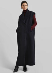 Kesti Sleeveless Long Coat - Dark Navy