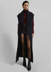 Kesti Sleeveless Long Coat - Dark Navy