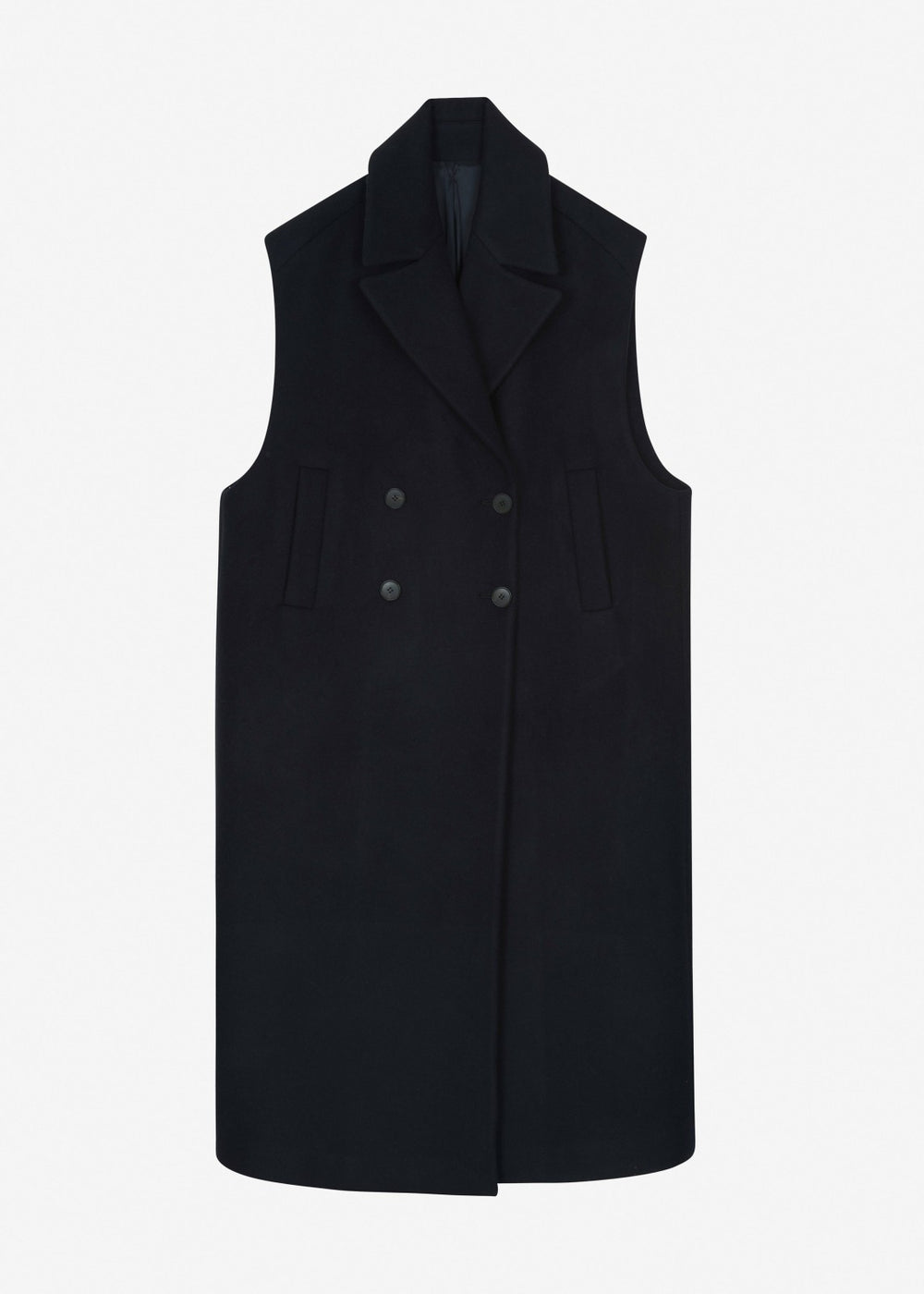 Kesti Sleeveless Long Coat - Dark Navy
