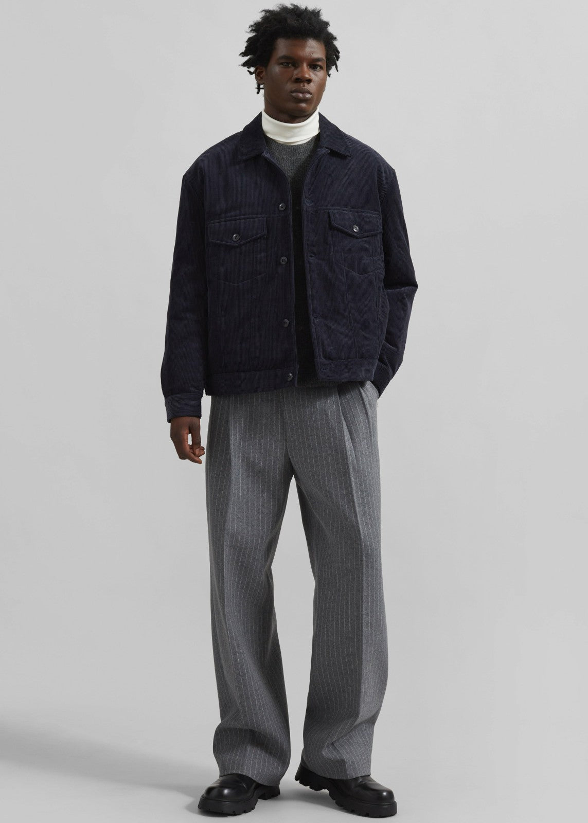 Dresden Quilted Corduroy Jacket - Navy