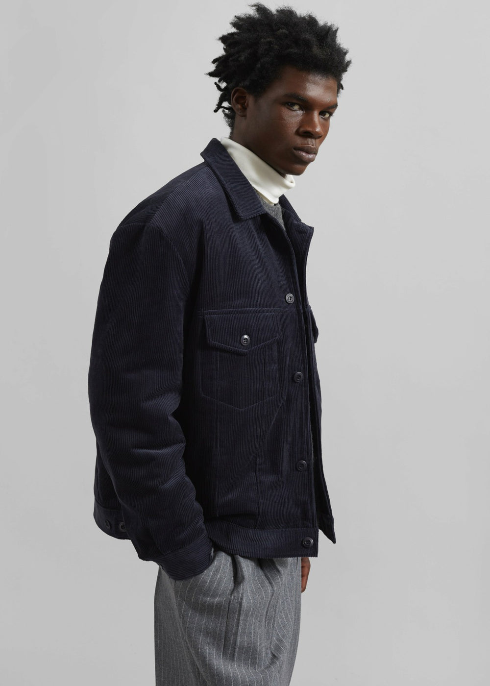 Dresden Quilted Corduroy Jacket - Navy