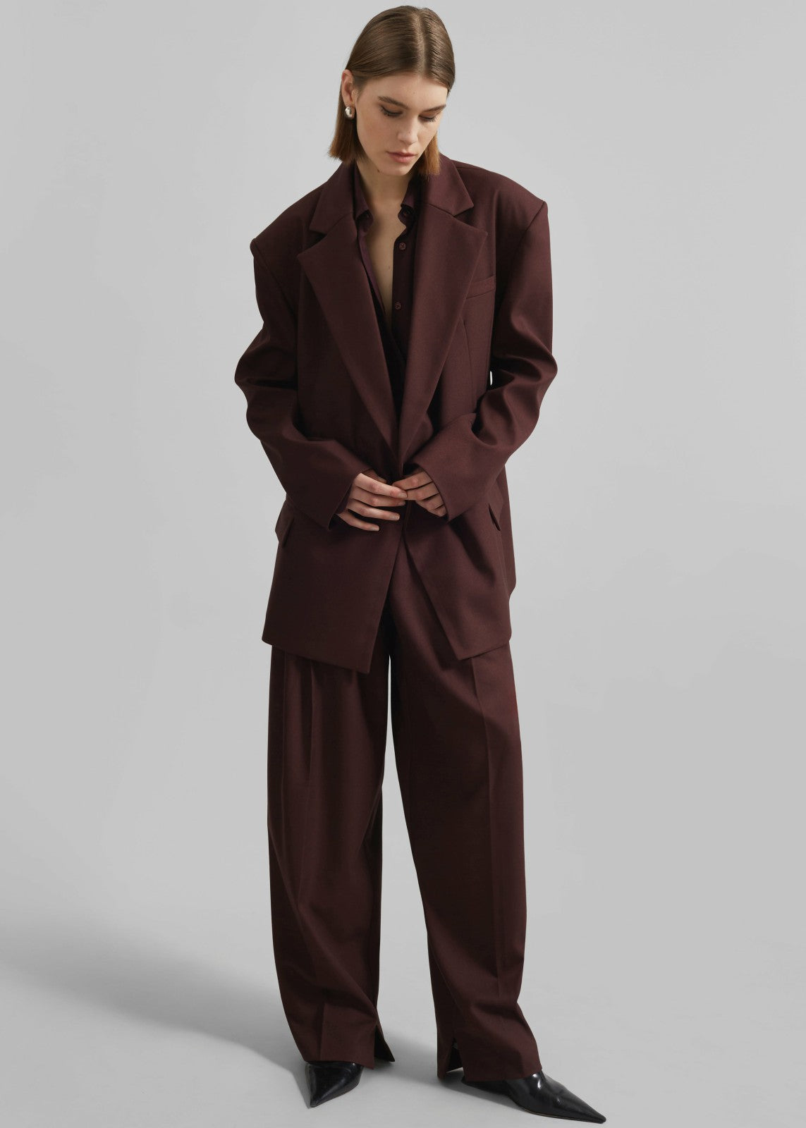 Durham Pleated Trousers - Burgundy