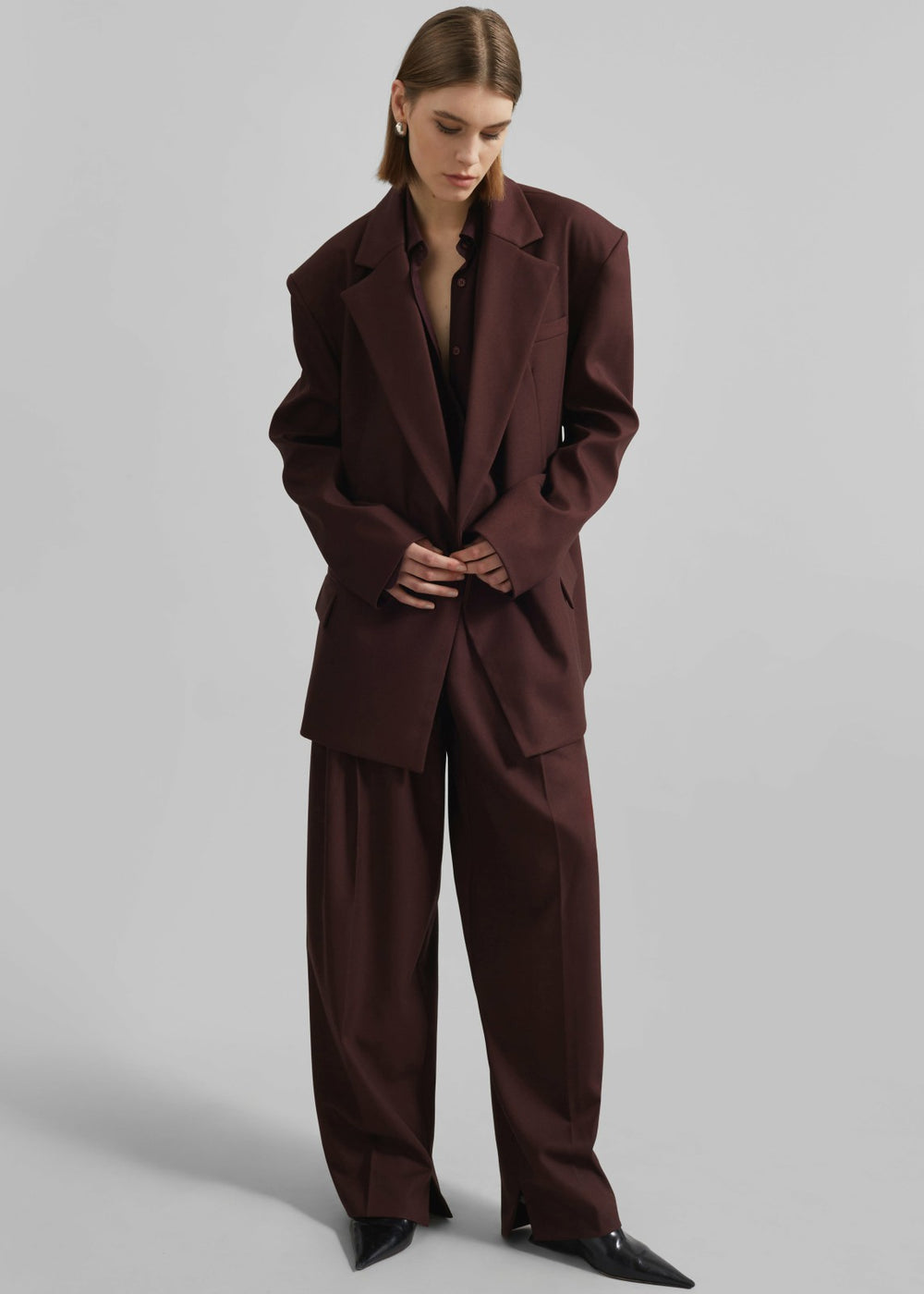 Durham Pleated Trousers - Burgundy