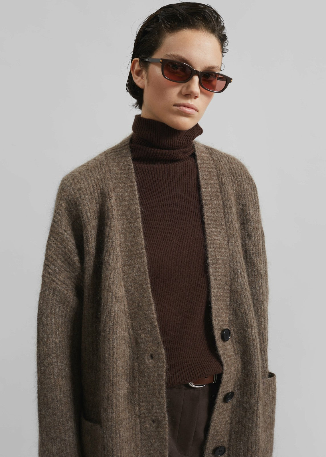 Ruhr Oversized Mohair Cardigan - Brown