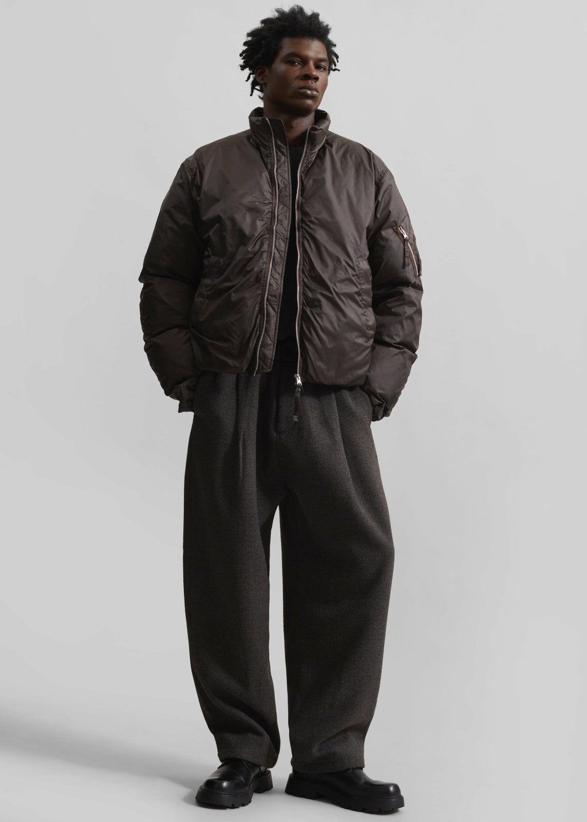 Delft Padded Bomber Jacket - Brown