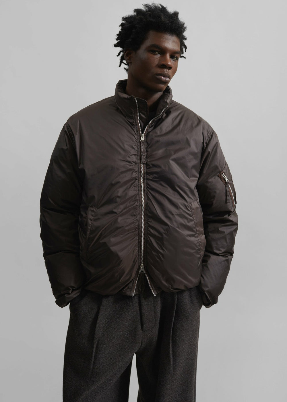 Delft Padded Bomber Jacket - Brown