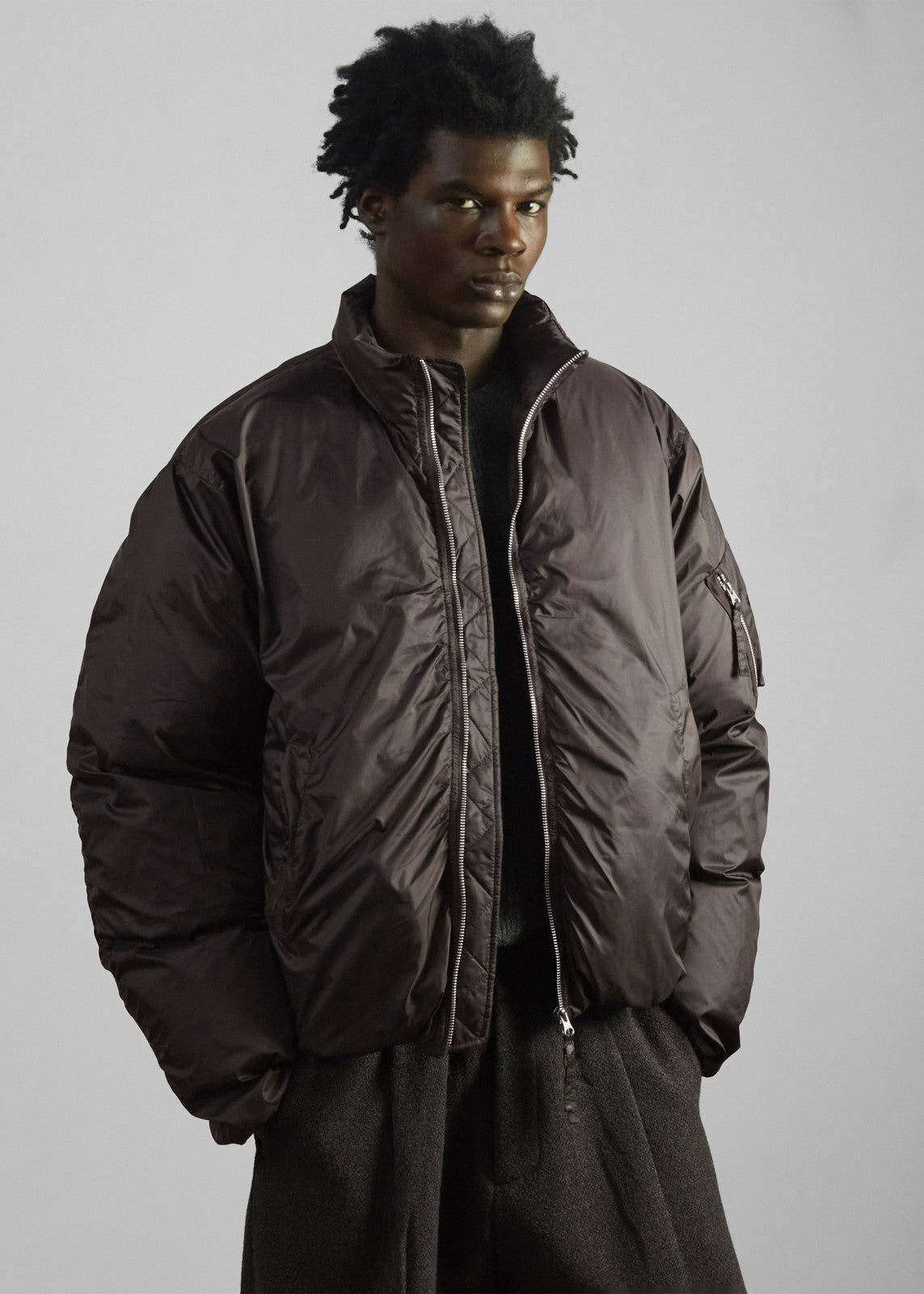 Delft Padded Bomber Jacket - Brown
