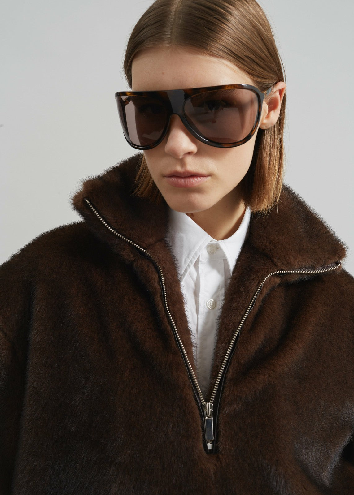 Banff Half-Zip Faux-Fur Pullover - Brown