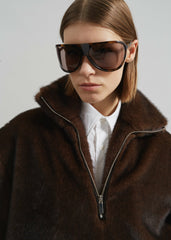 Banff Half-Zip Faux-Fur Pullover - Brown