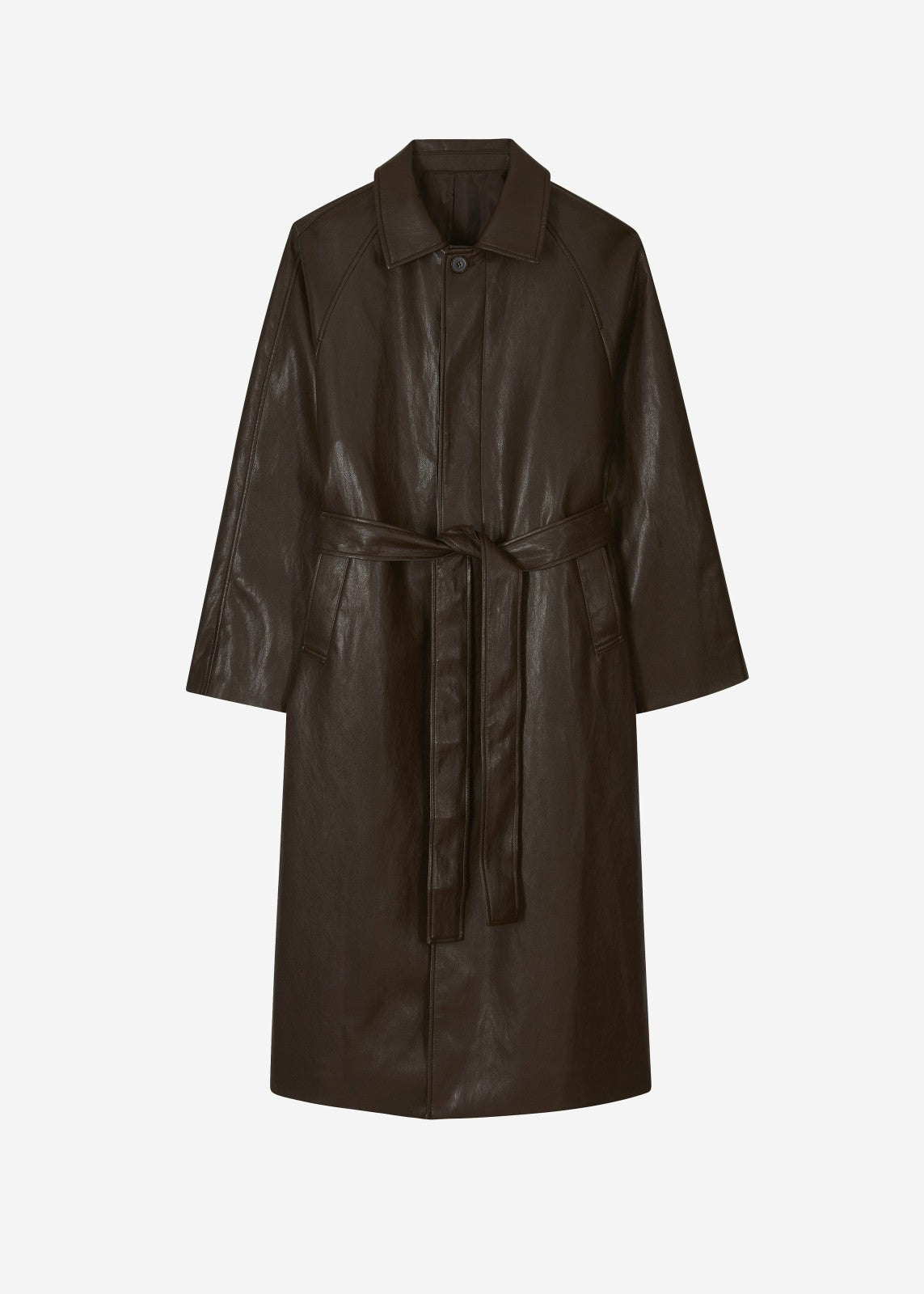 Skane Faux Leather Trench - Brown