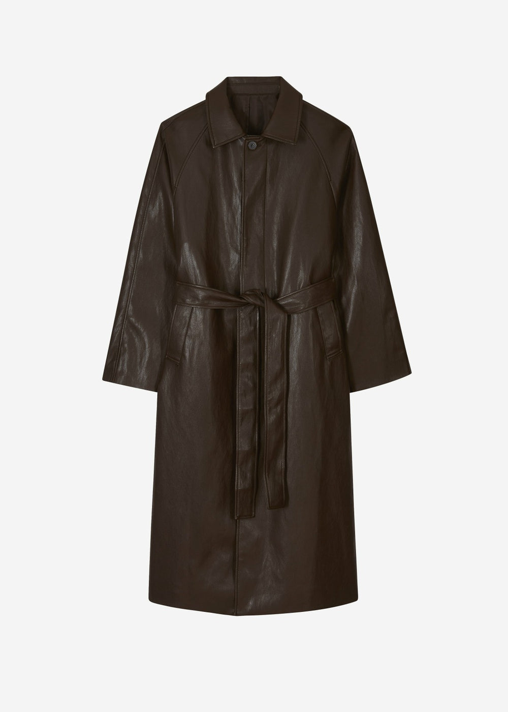 Skane Faux Leather Trench - Brown