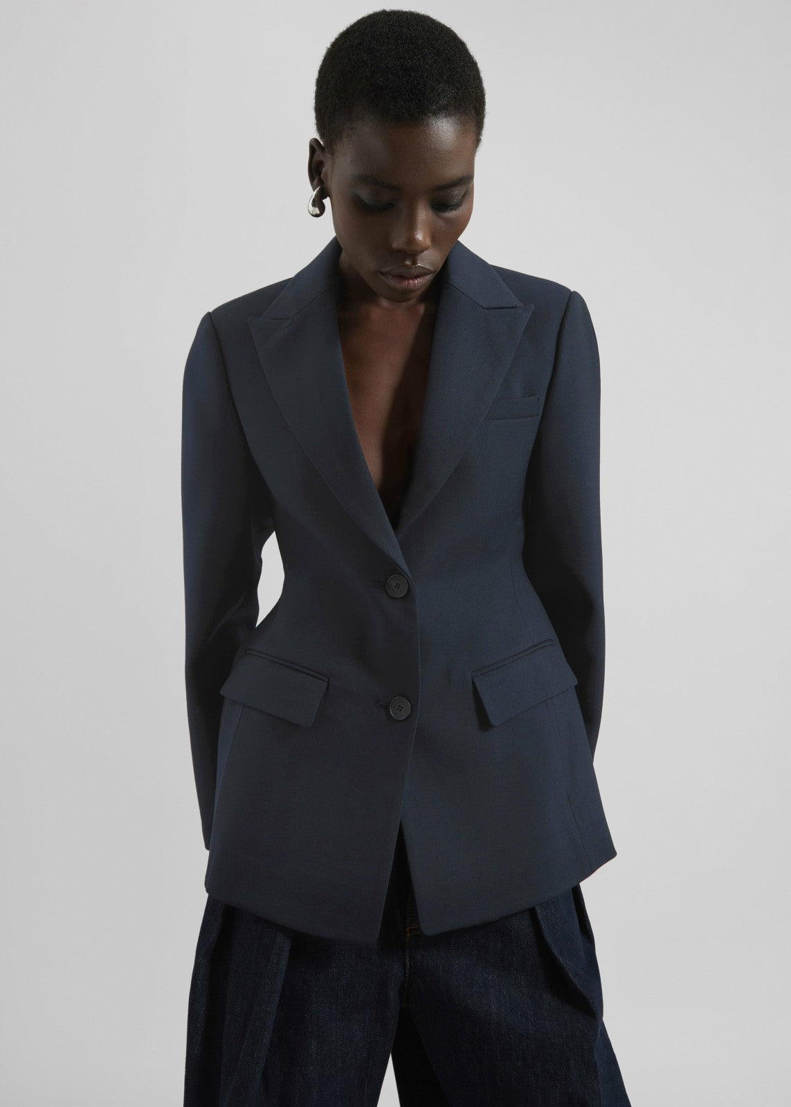 Colette Hourglass Twill Blazer - Navy