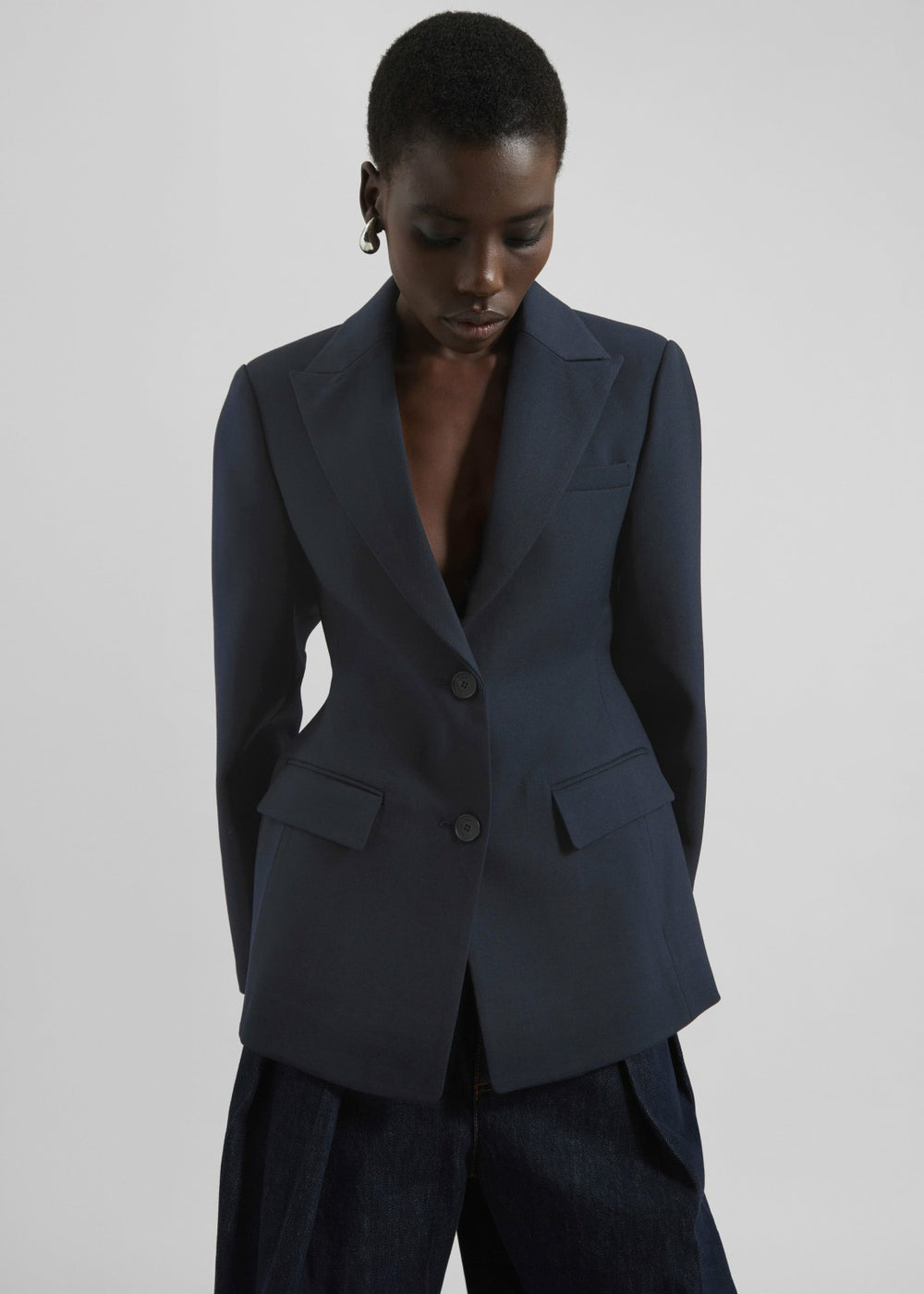 Colette Hourglass Twill Blazer - Navy