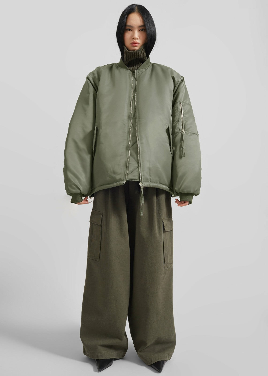 Volme Padded Bomber Jacket - Khaki