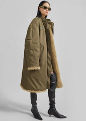 Winford Reversible Fur Coat - Khaki