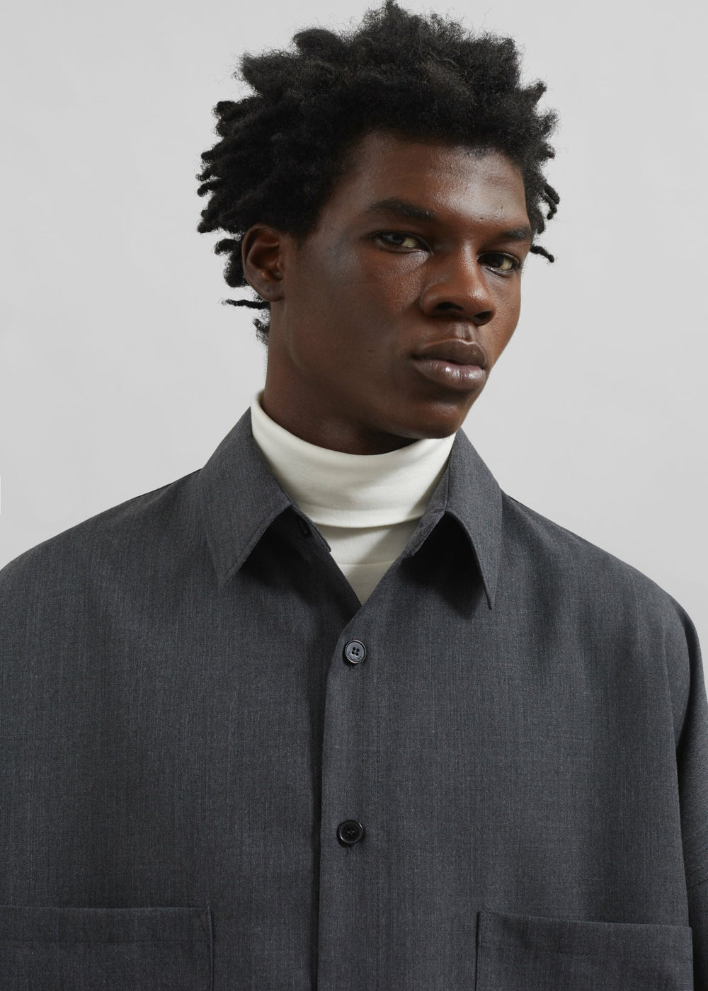 Milton Wool Blend Shirt - Dark Grey