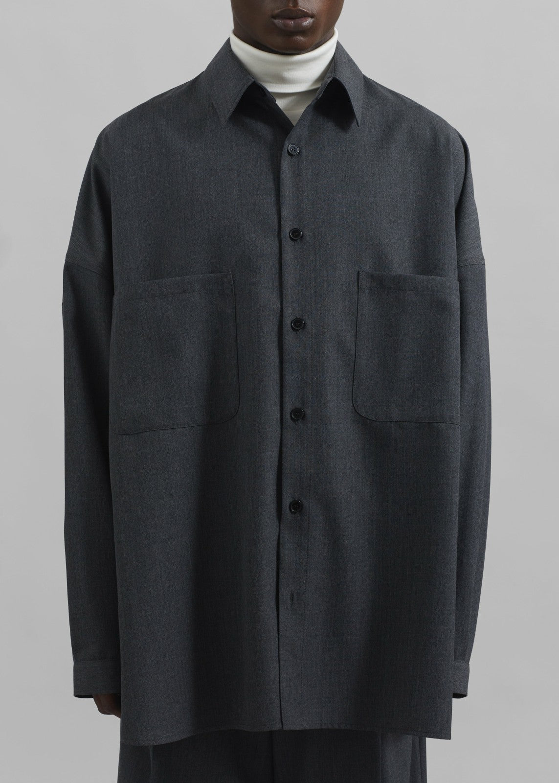 Milton Wool Blend Shirt - Dark Grey