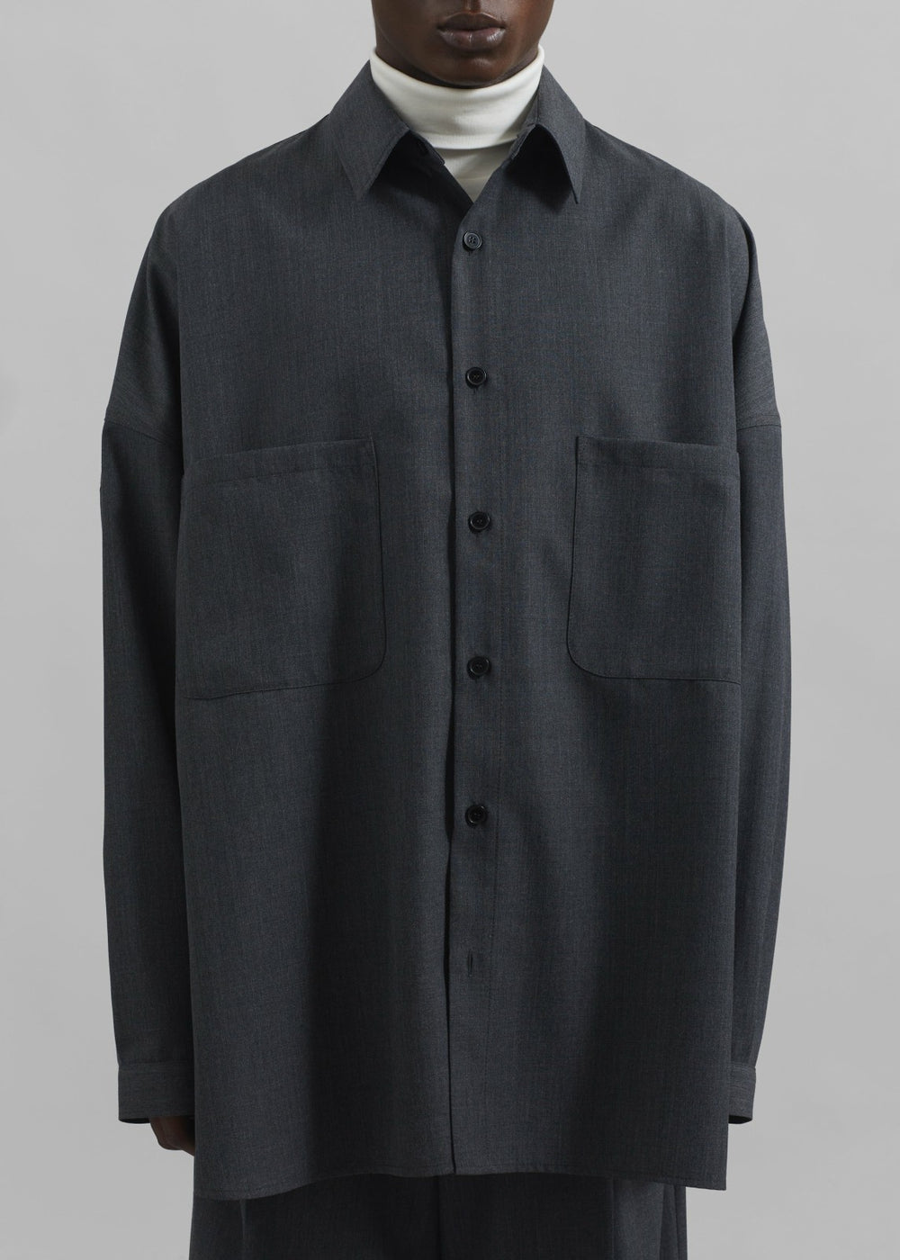 Milton Wool Blend Shirt - Dark Grey