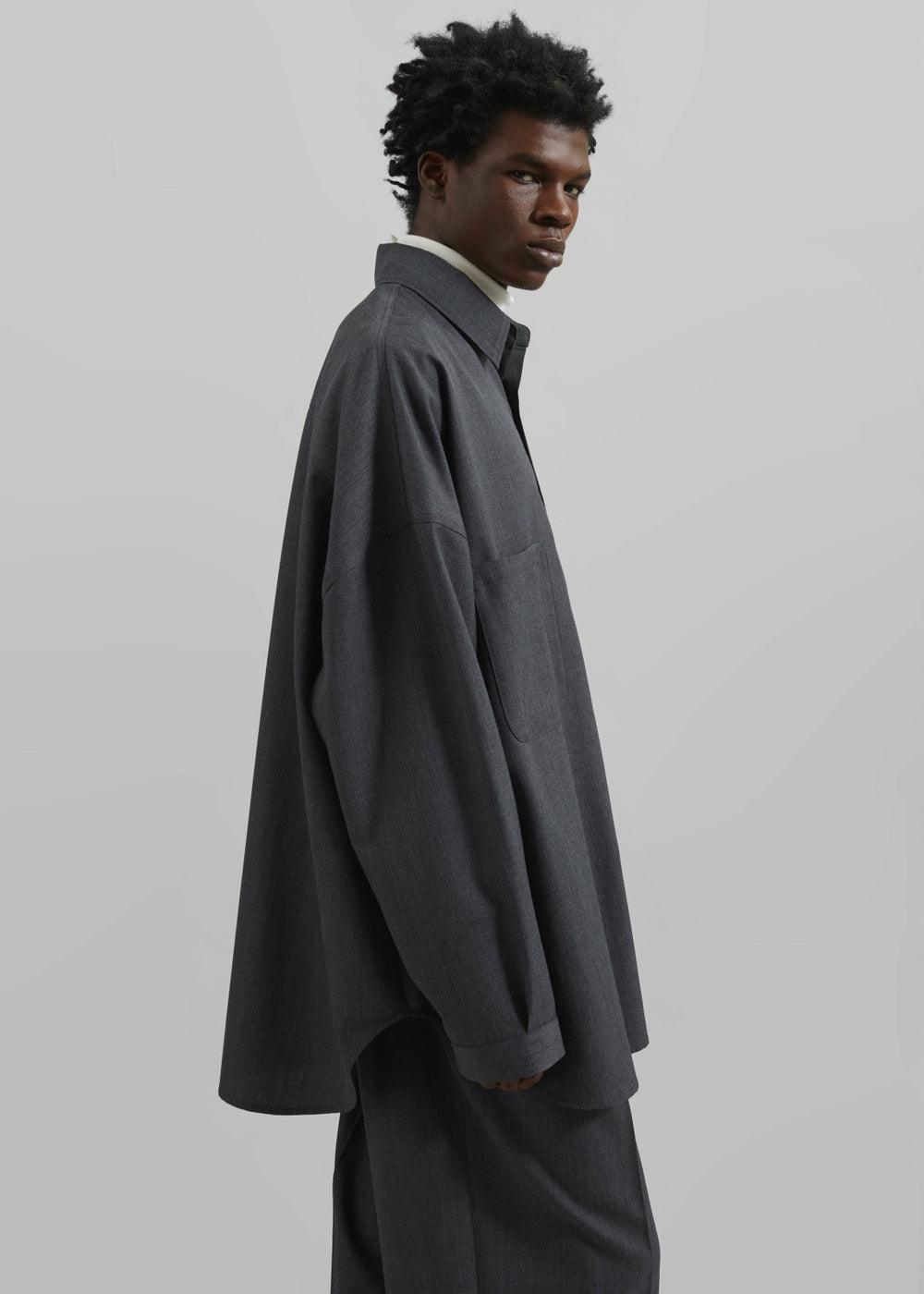 Milton Wool Blend Shirt - Dark Grey