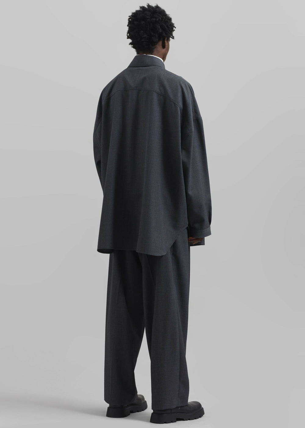 Milton Wool Blend Shirt - Dark Grey