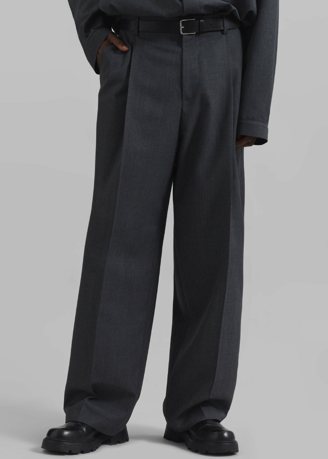 Milton Wool Blend Trousers - Dark Grey