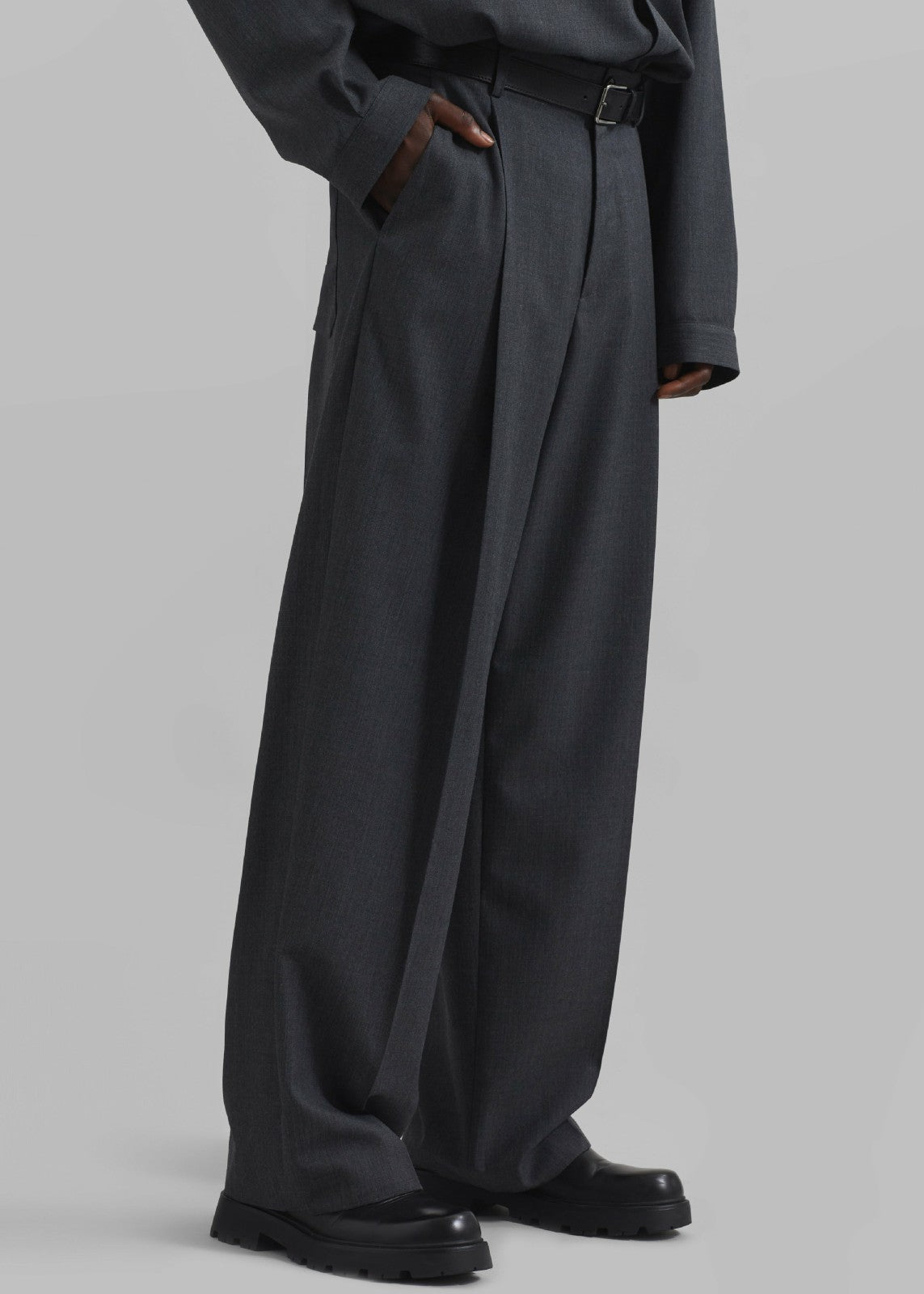 Milton Wool Blend Trousers - Dark Grey