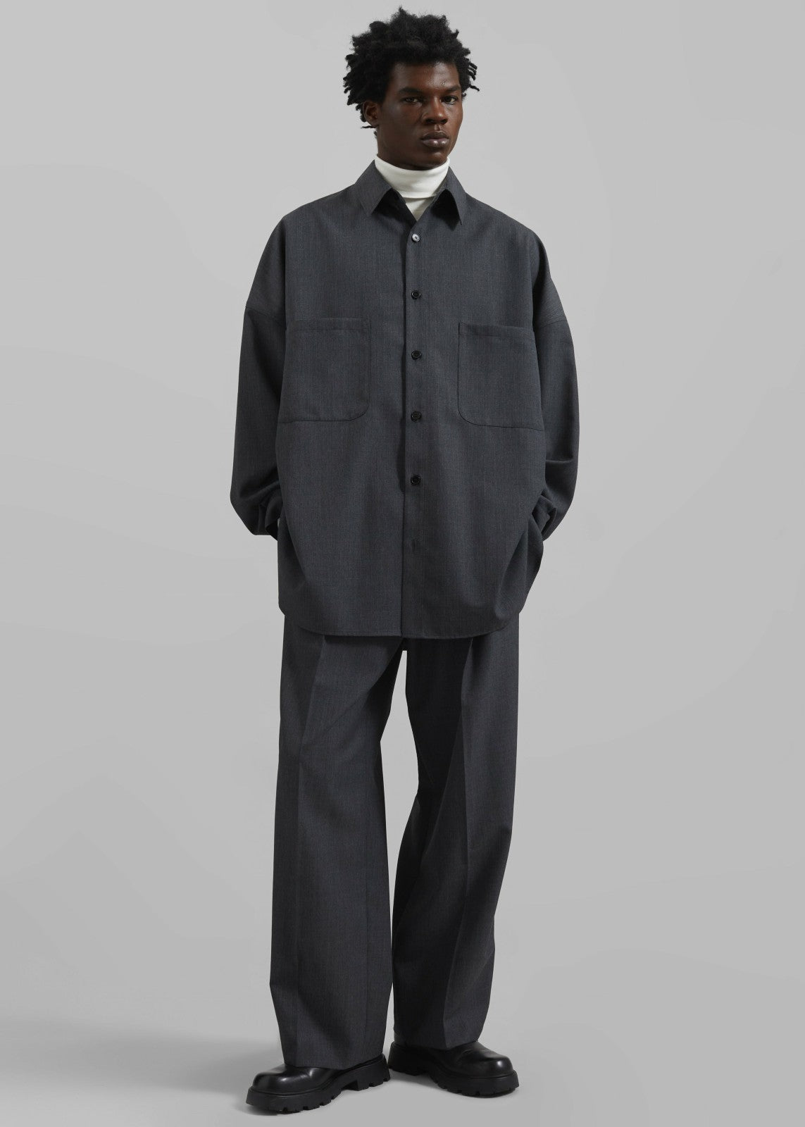 Milton Wool Blend Trousers - Dark Grey