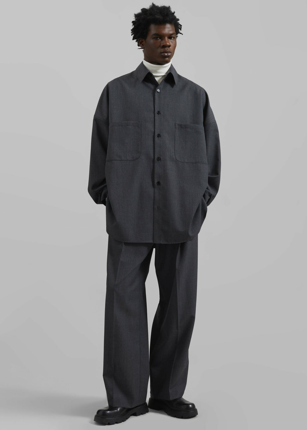 Milton Wool Blend Trousers - Dark Grey