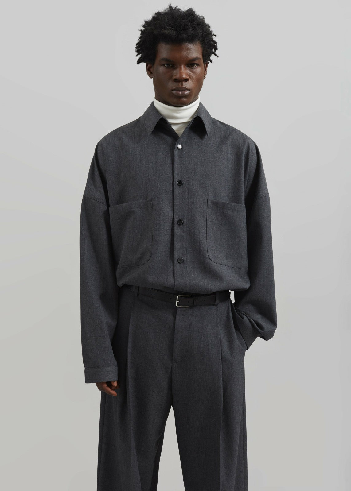 Milton Wool Blend Trousers - Dark Grey