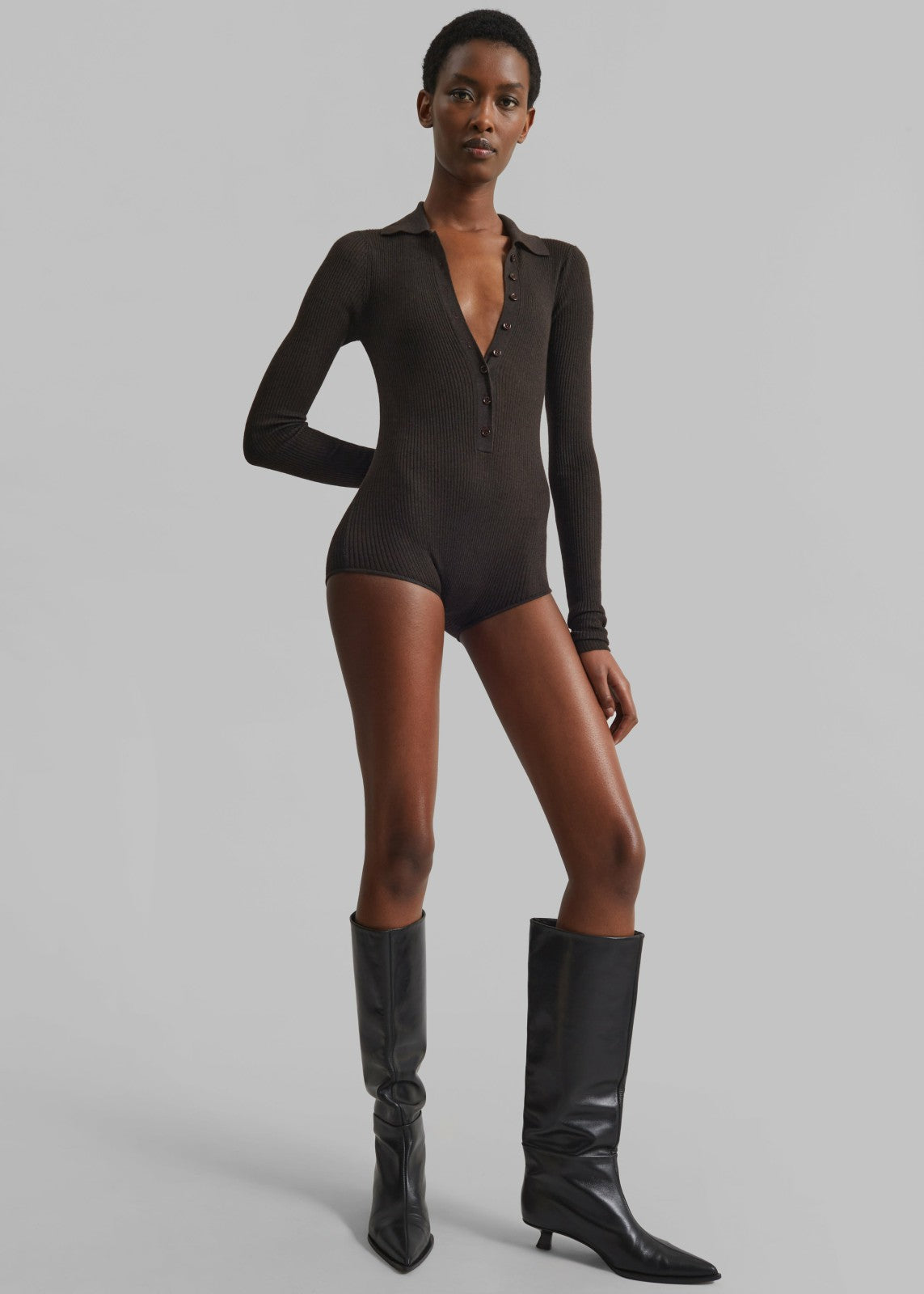 Solana Polo Bodysuit - Brown
