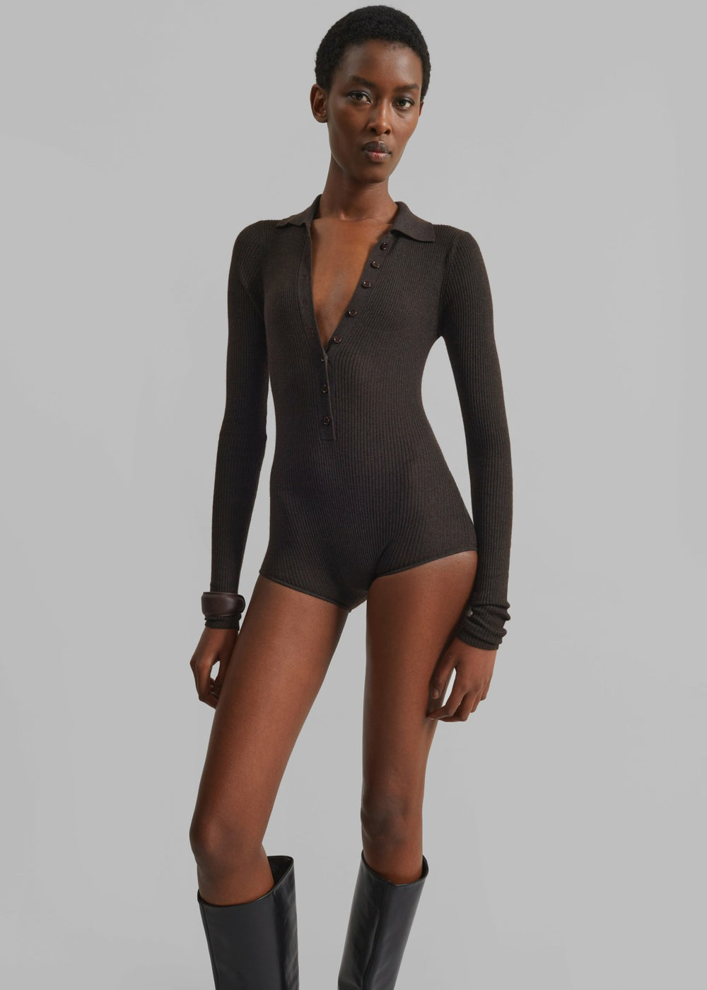 Solana Polo Bodysuit - Brown