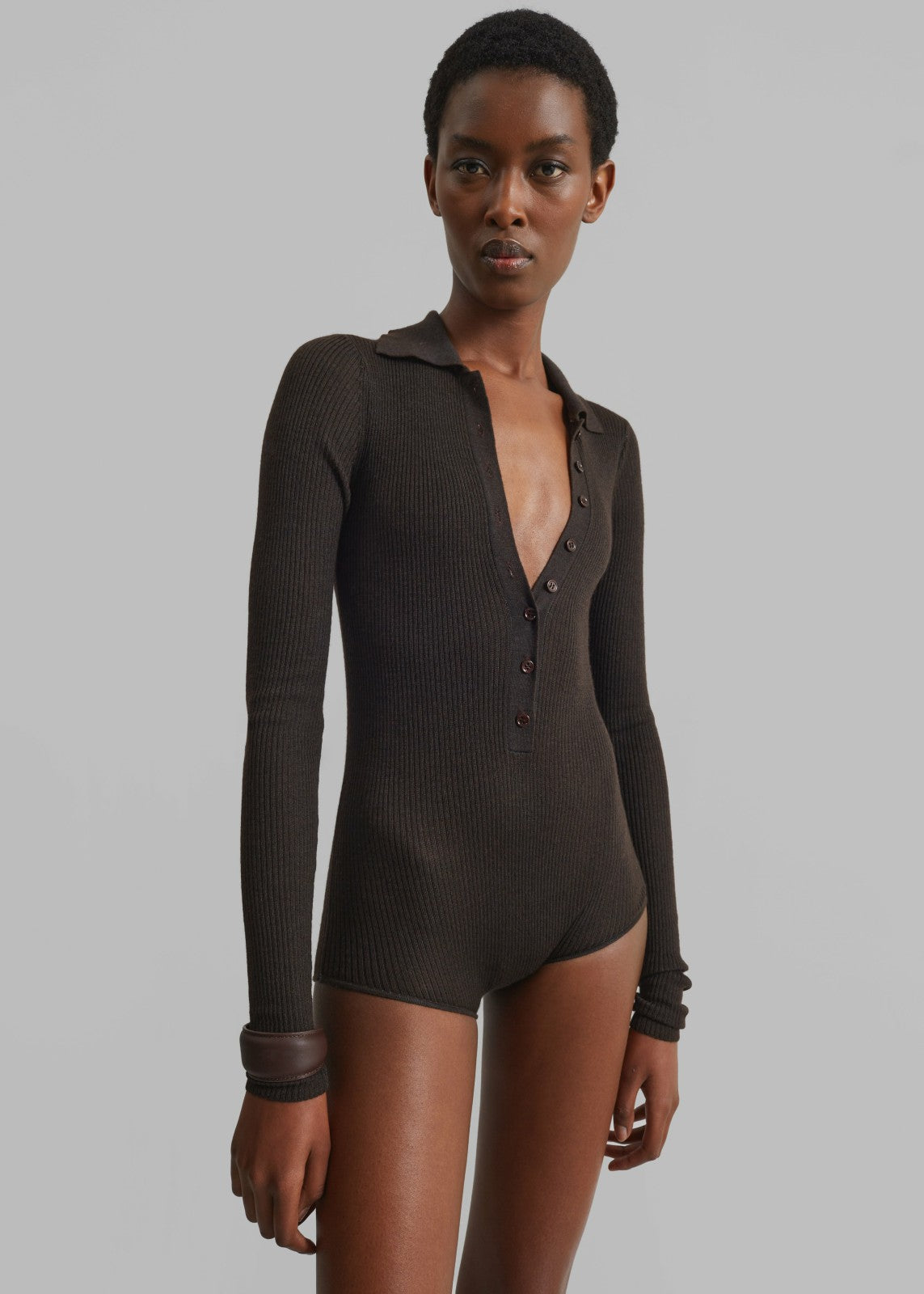 Solana Polo Bodysuit - Brown